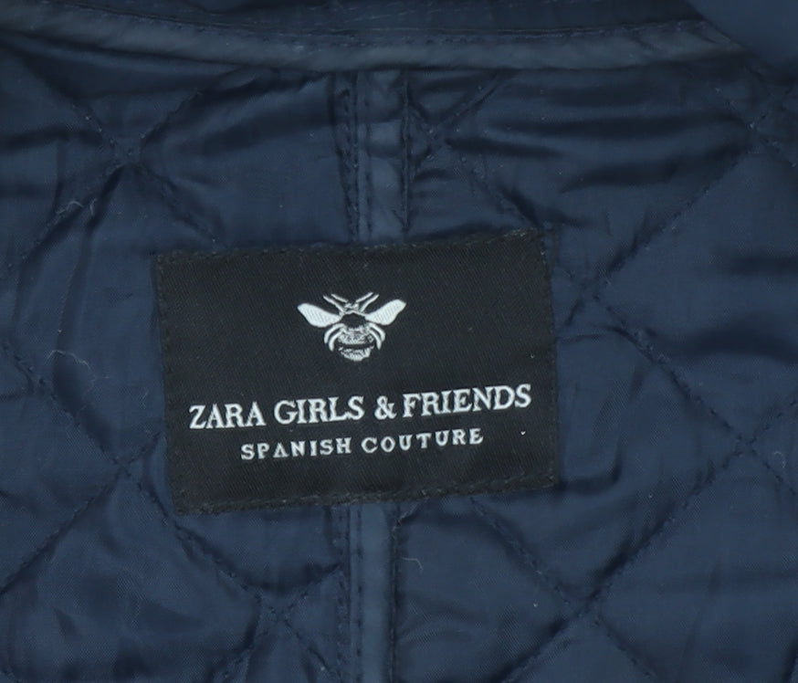 Additional view of Zara girls’ blue quilted padded jacket 13-14 years mid-length zip winter coat