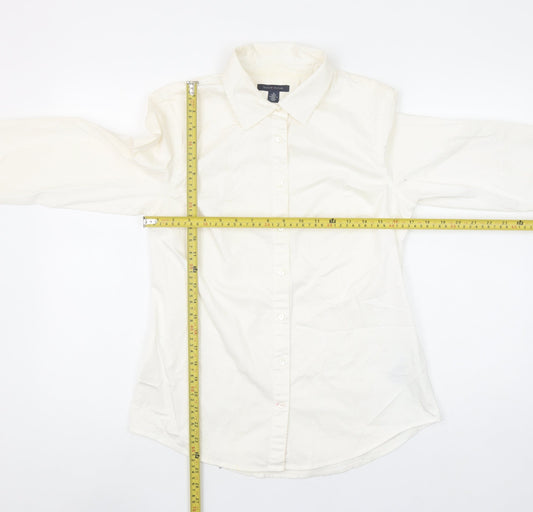 Tommy Hilfiger Women's Ivory Button-Up Long Sleeve Cotton Shirt M