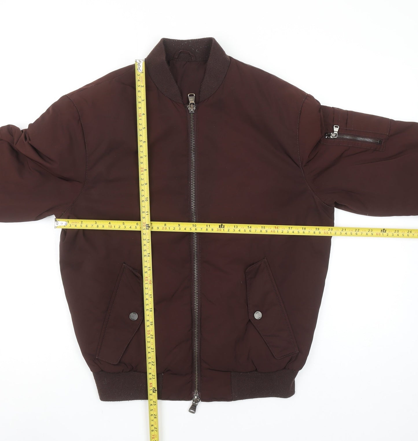 DKNY Women’s Brown Bomber Jacket XS Down Filled Casual Zip Style