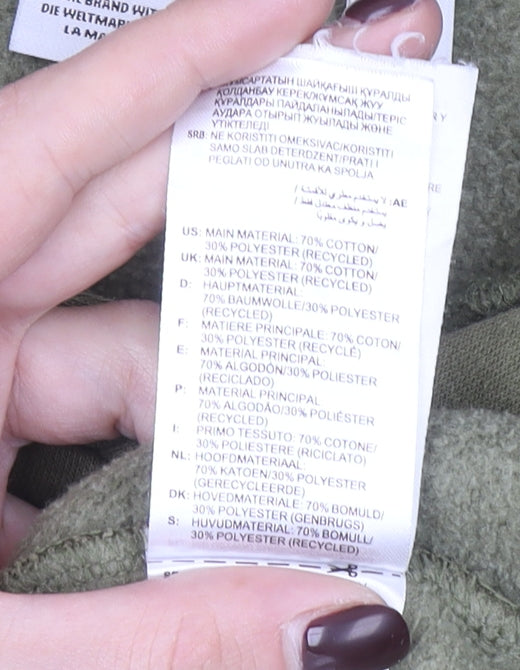 Adidas Men's Green Pullover Hoodie M Regular Fit Fleece Logo Sweatshirt