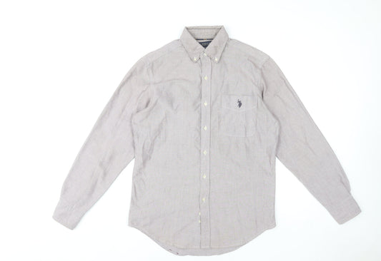 U.S. Polo Assn. Men's Beige Classic Fit Long Sleeve Dress Shirt S