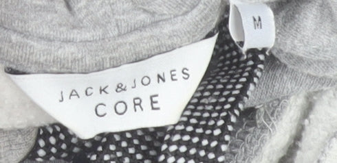 Jack & Jones Men's Grey Pullover Hoodie M Graphic Print Regular Fit