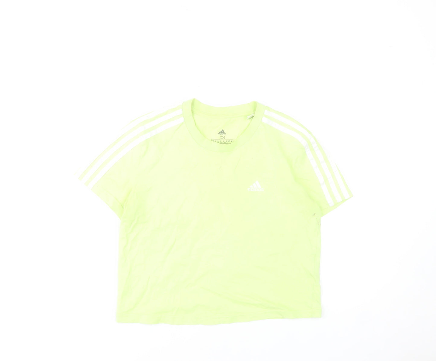 Adidas Womens XS Green Cropped T-Shirt Short Sleeve Sports Top