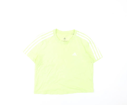 Adidas Womens XS Green Cropped T-Shirt Short Sleeve Sports Top