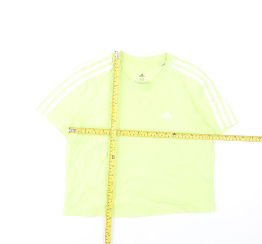 Adidas Womens XS Green Cropped T-Shirt Short Sleeve Sports Top