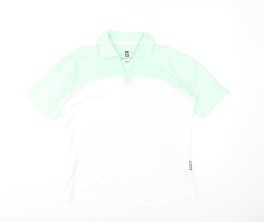 Glenmuir Womens White Mint Polo Shirt M Regular Fit Dry-Tech Cotton Blend