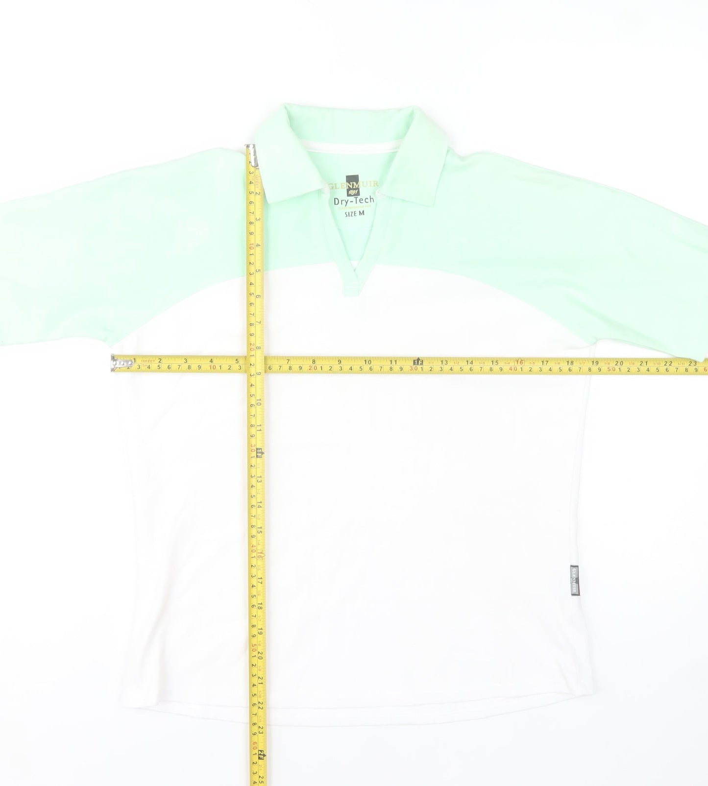 Glenmuir Womens White Mint Polo Shirt M Regular Fit Dry-Tech Cotton Blend