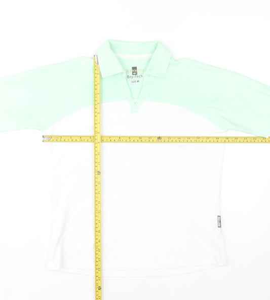 Glenmuir Womens White Mint Polo Shirt M Regular Fit Dry-Tech Cotton Blend