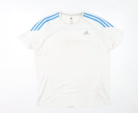 Adidas Mens White Climalite Running T-Shirt L Moisture Wicking