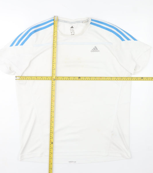 Adidas Mens White Climalite Running T-Shirt L Moisture Wicking