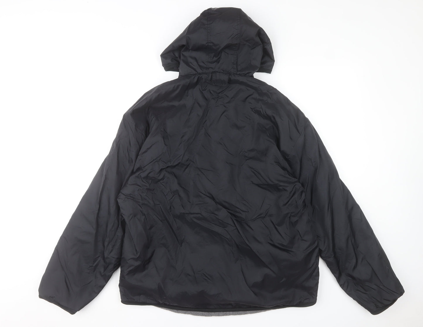 Jack & Jones Men's Black L Hooded Anorak Jacket Lined 1/4 Zip Casual