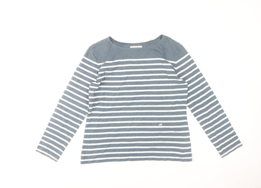 Seasalt Women Blue Striped Long Sleeve Cotton Sailor T-Shirt UK 14