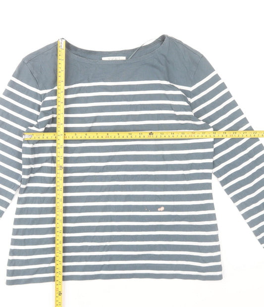 Seasalt Women Blue Striped Long Sleeve Cotton Sailor T-Shirt UK 14