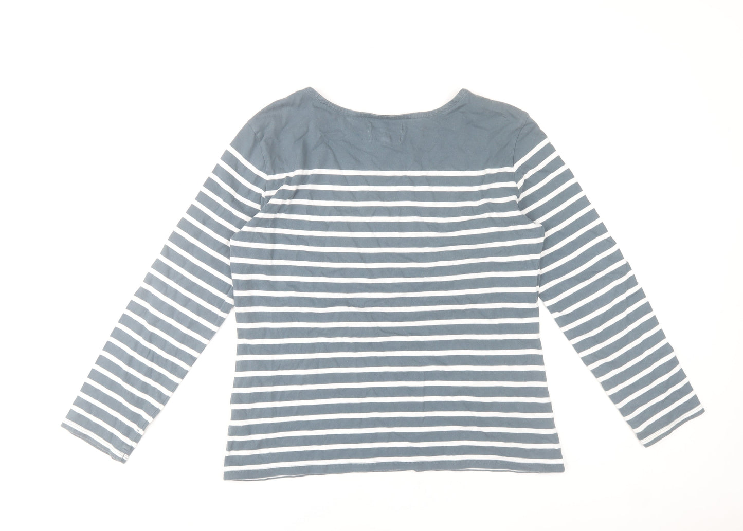 Seasalt Women Blue Striped Long Sleeve Cotton Sailor T-Shirt UK 14