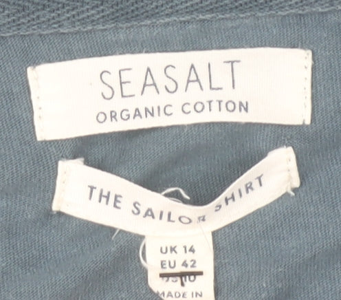 Seasalt Women Blue Striped Long Sleeve Cotton Sailor T-Shirt UK 14