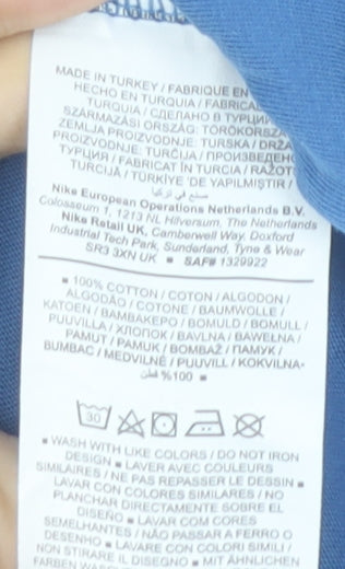 Nike Men's Blue Crew Neck Cotton Short Sleeve T-Shirt Size S