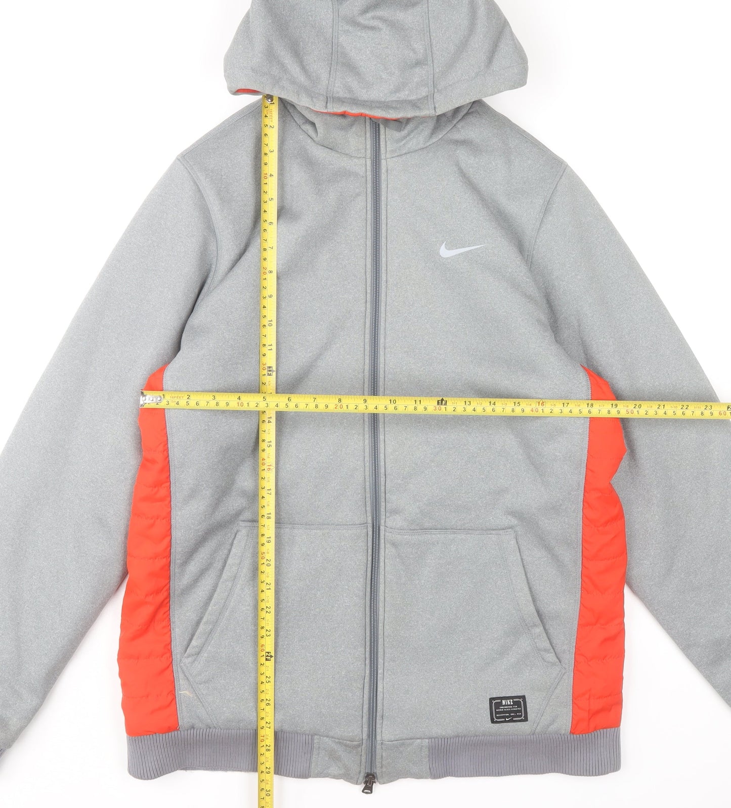 Nike Men's Grey Hooded Full Zip Puffer Jacket Size M Sports Casual