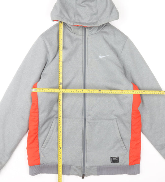 Nike Men's Grey Hooded Full Zip Puffer Jacket Size M Sports Casual