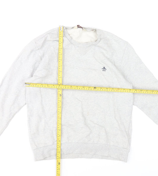 Original Penguin Mens Grey Crew Neck Sweatshirt Size M Cotton Blend