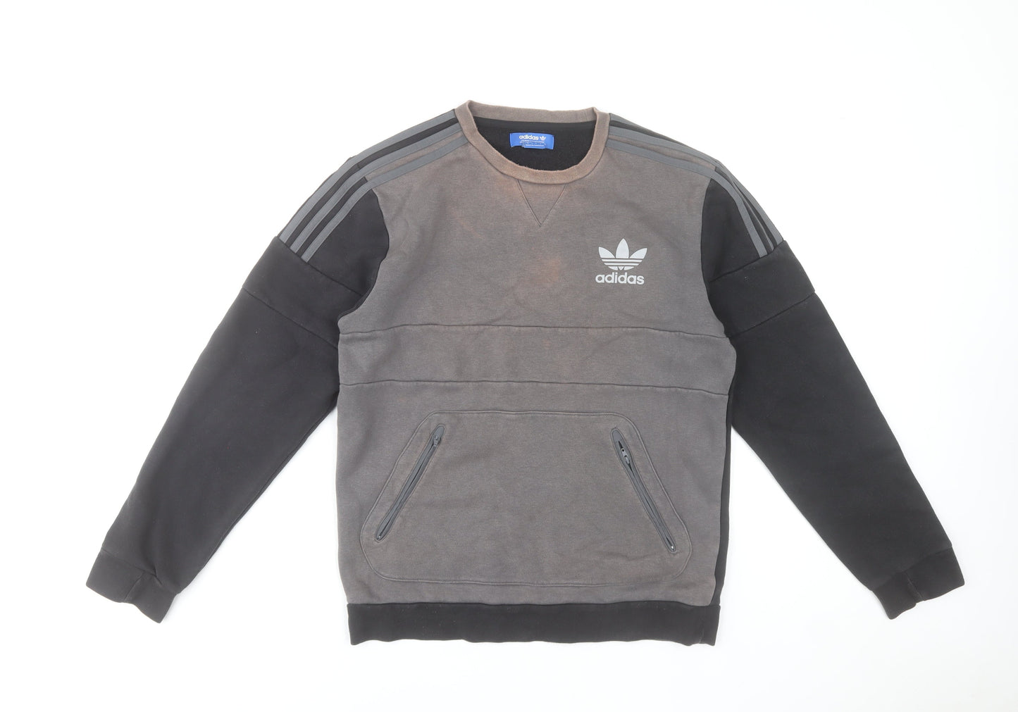 Adidas Men’s Grey Small Pullover Sweatshirt Crew Neck Sportswear