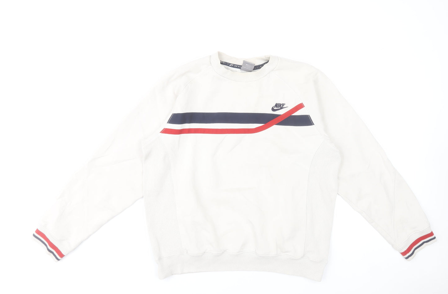 Nike Men's White Crew Neck Pullover Sweatshirt M Sports Style
