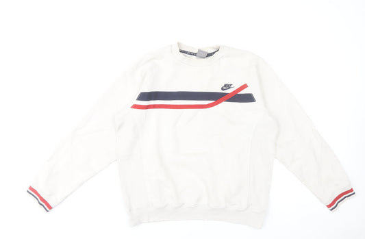 Nike Men's White Crew Neck Pullover Sweatshirt M Sports Style