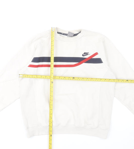 Nike Men's White Crew Neck Pullover Sweatshirt M Sports Style