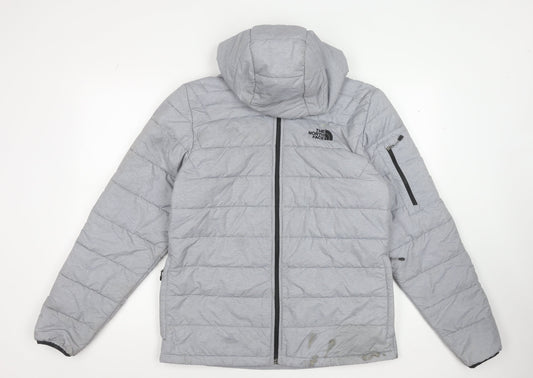 The North Face Men's Grey Puffer Jacket Hooded Size M