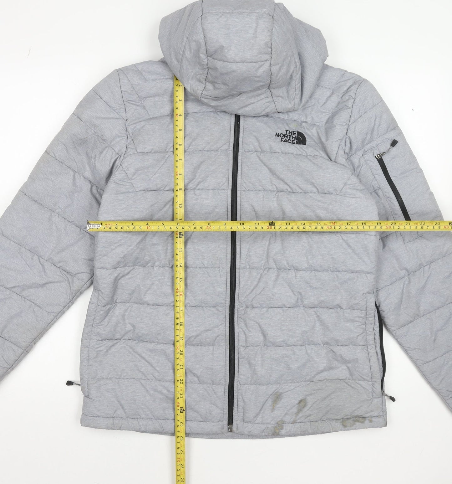 The North Face Men's Grey Puffer Jacket Hooded Size M