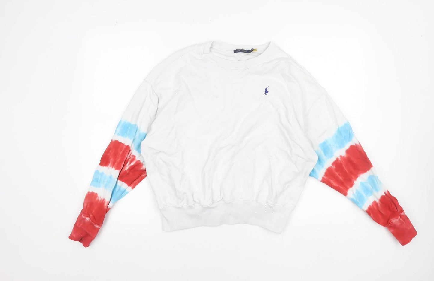 Polo Ralph Lauren Women White Tie-Dye Sleeve Sweatshirt Size S