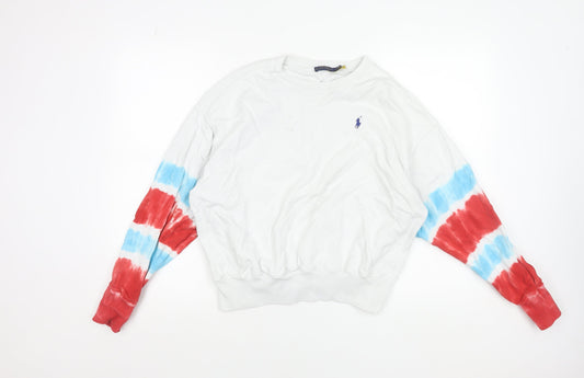 Polo Ralph Lauren Women White Tie-Dye Sleeve Sweatshirt Size S