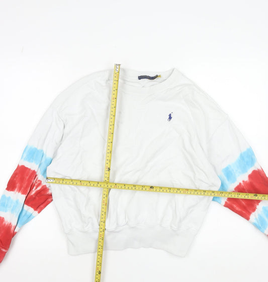 Polo Ralph Lauren Women White Tie-Dye Sleeve Sweatshirt Size S