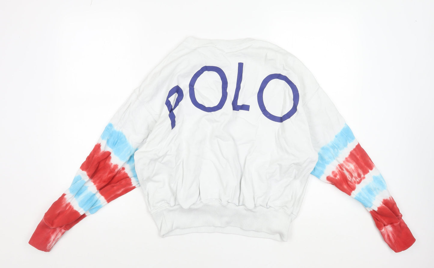 Polo Ralph Lauren Women White Tie-Dye Sleeve Sweatshirt Size S