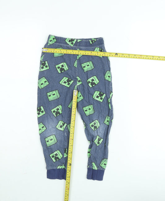 Dunnes Boys Blue Minecraft Creeper Lounge Pyjama Pants 5-6 Years Cotton Blend