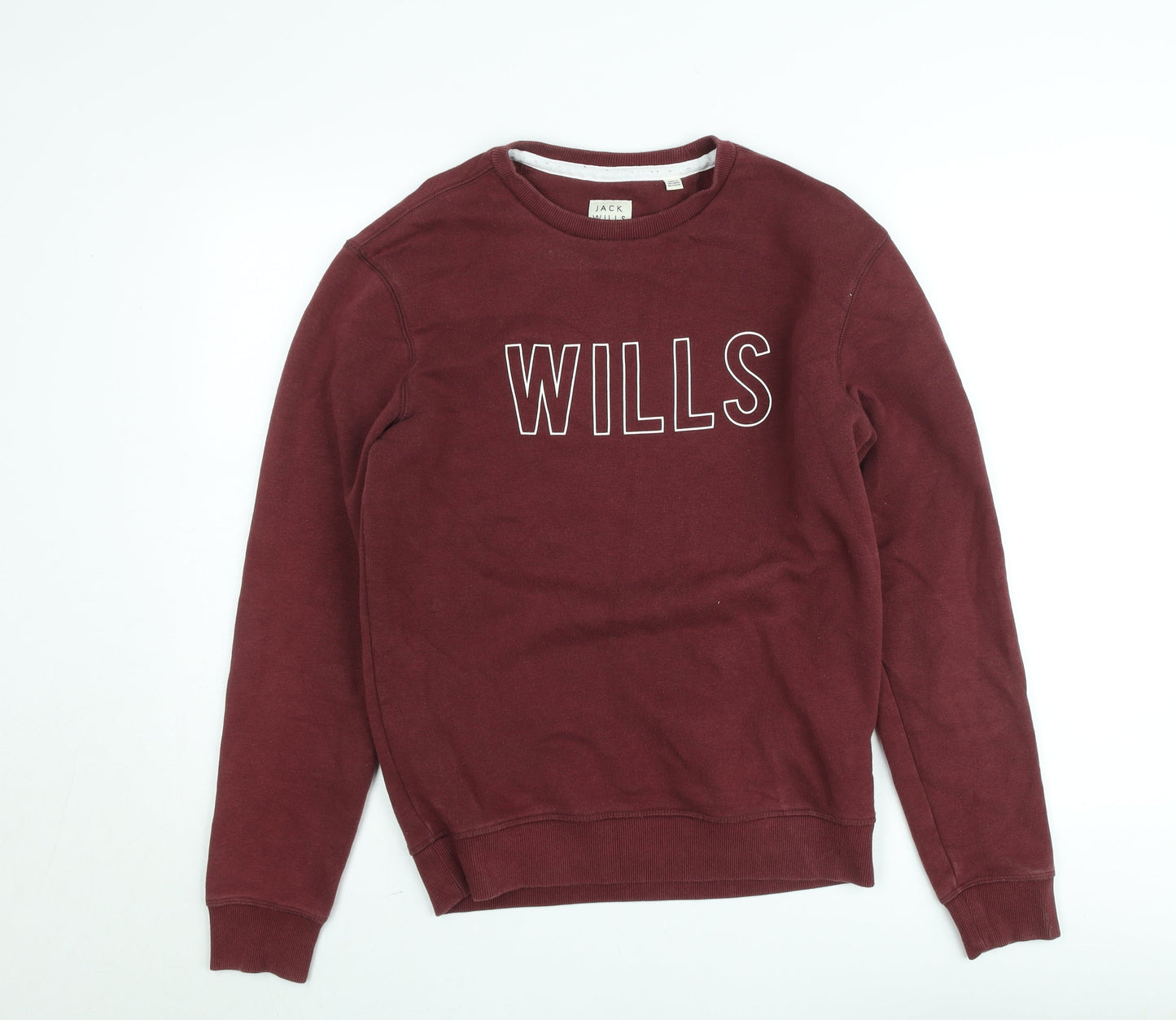 Jack Wills Men's Red Logo Crew Neck Pullover Sweatshirt Size S