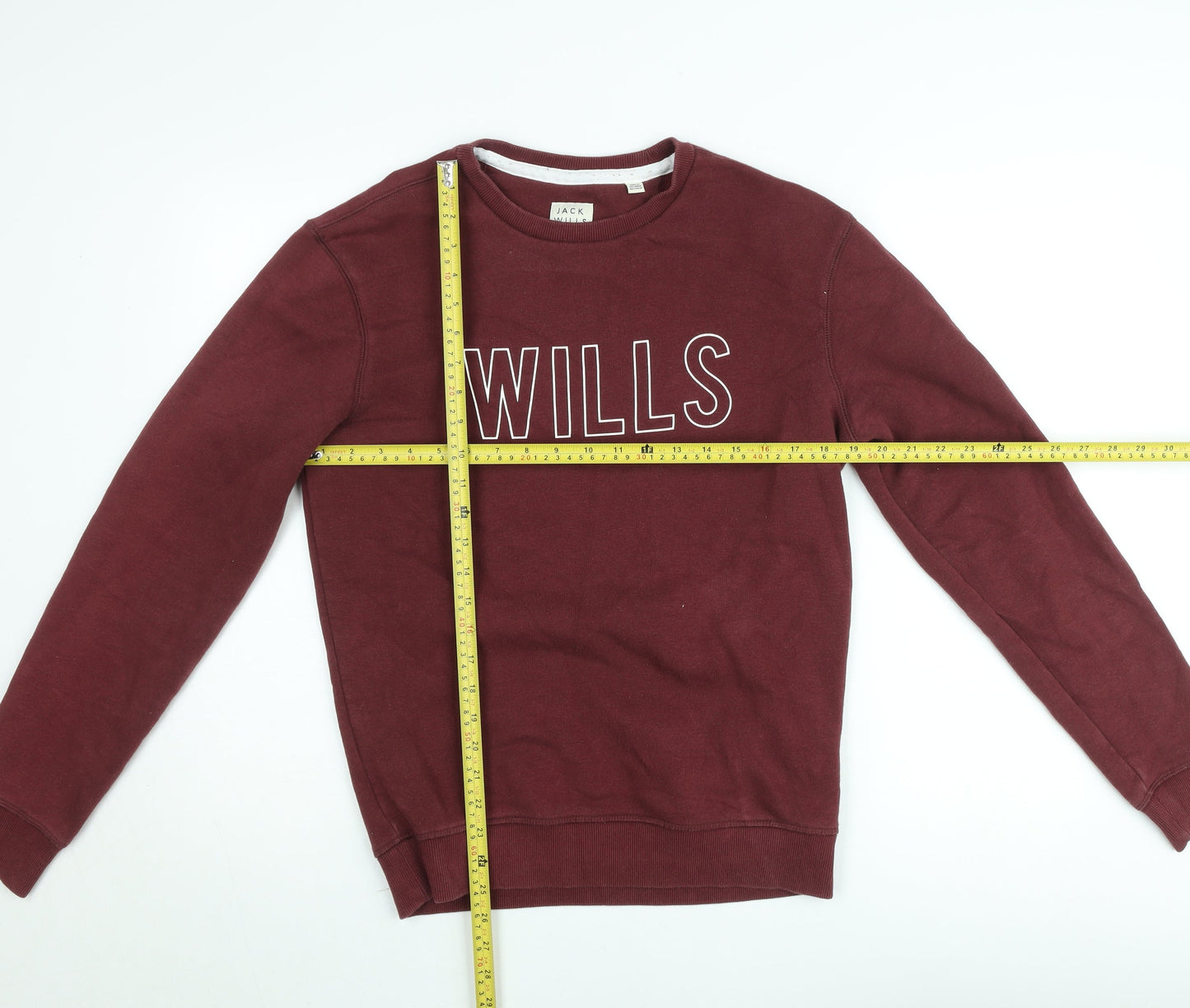 Jack Wills Men's Red Logo Crew Neck Pullover Sweatshirt Size S