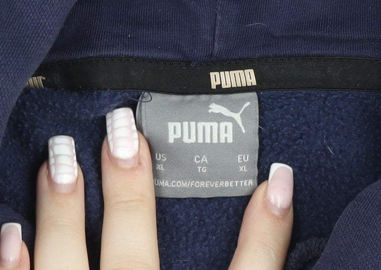 Puma Men's Blue XL Pullover Hoodie Fleece Logo Sportswear