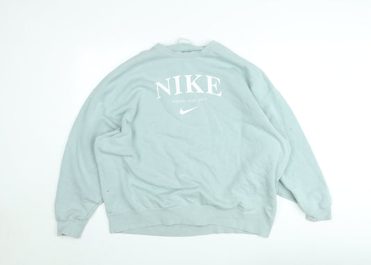 Nike Women's Blue XS Pullover Sweatshirt Crew Neck Graphic Print