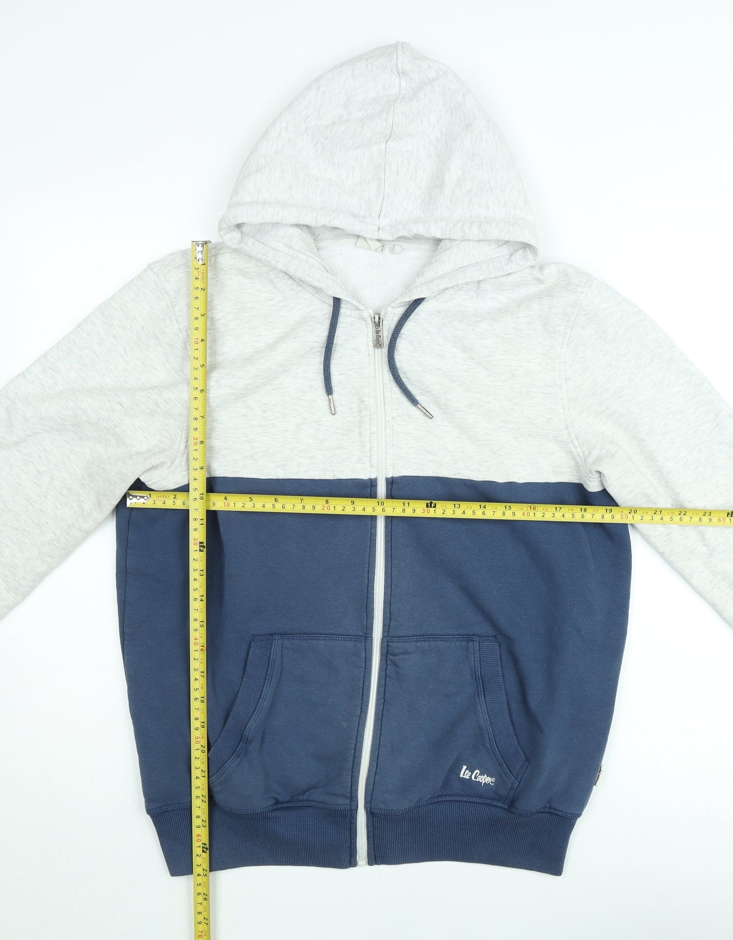 Lee Cooper Men's Grey & Navy Full Zip Hoodie Size M