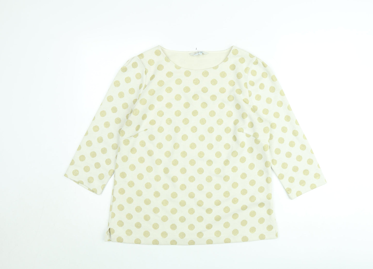 Boden Women Ivory Polka Dot 3/4 Sleeve Cotton Knit Jumper Size 12