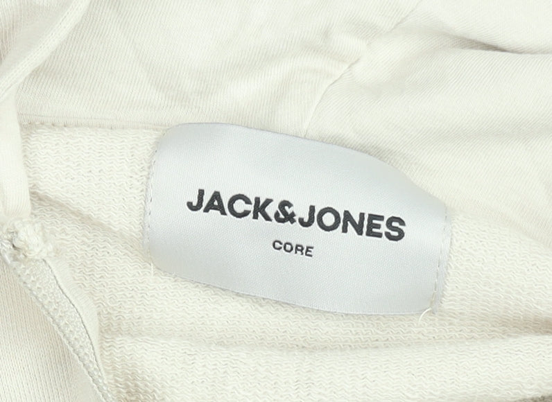 Jack & Jones Men Beige Full Zip Hoodie M Regular Fit