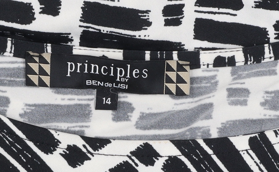 Additional view of Principles by Ben de Lisi women’s black geometric wrap blouse, size UK 14