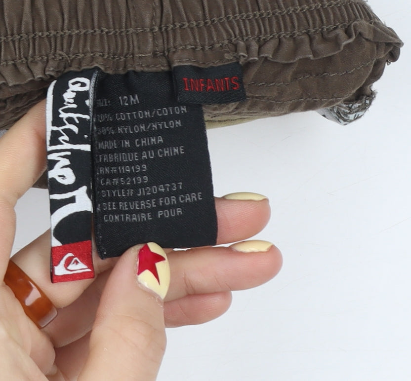 Quiksilver Brown Cargo Shorts 12 Months Unisex Baby Lightweight Cotton Blend