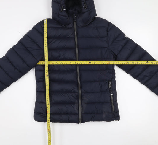 Superdry Women's Blue Size 10 Hooded Puffer Jacket