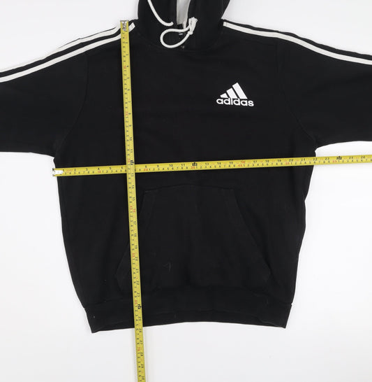 Adidas Mens Black Pullover Hoodie Medium Logo Sports Fleece