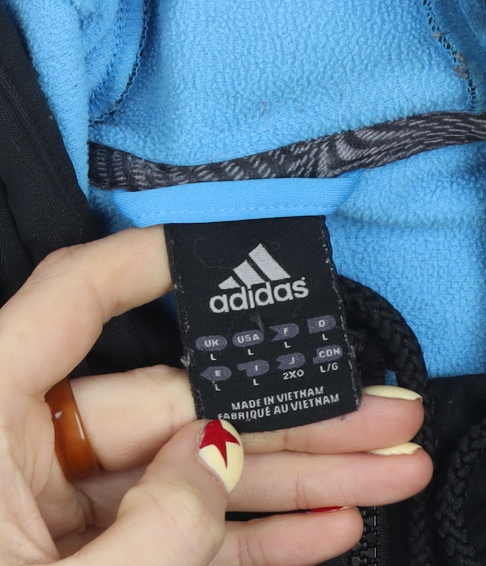 adidas Mens Black Blue F50 Hooded Full Zip Sports Jacket L