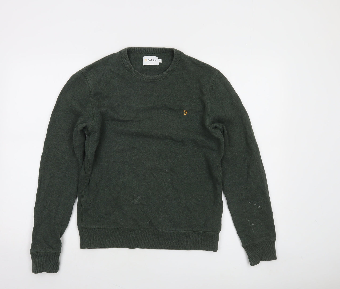 Farah Men's Green Crew Neck Cotton Sweatshirt Size S