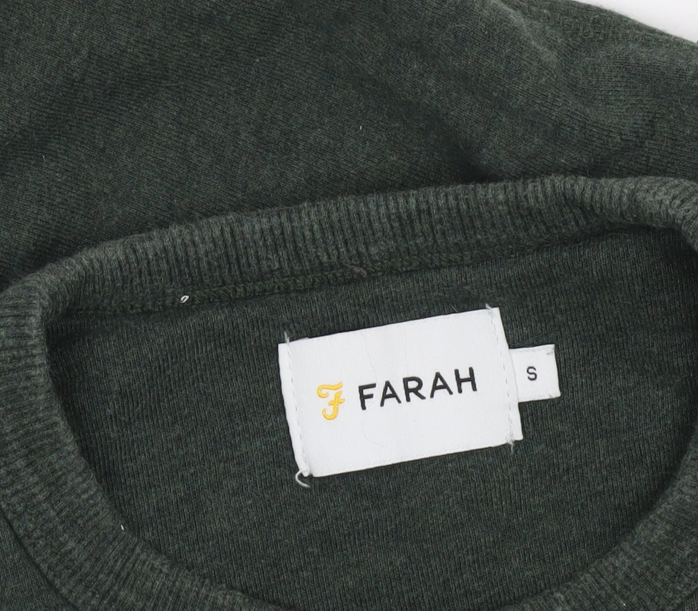 Farah Men's Green Crew Neck Cotton Sweatshirt Size S