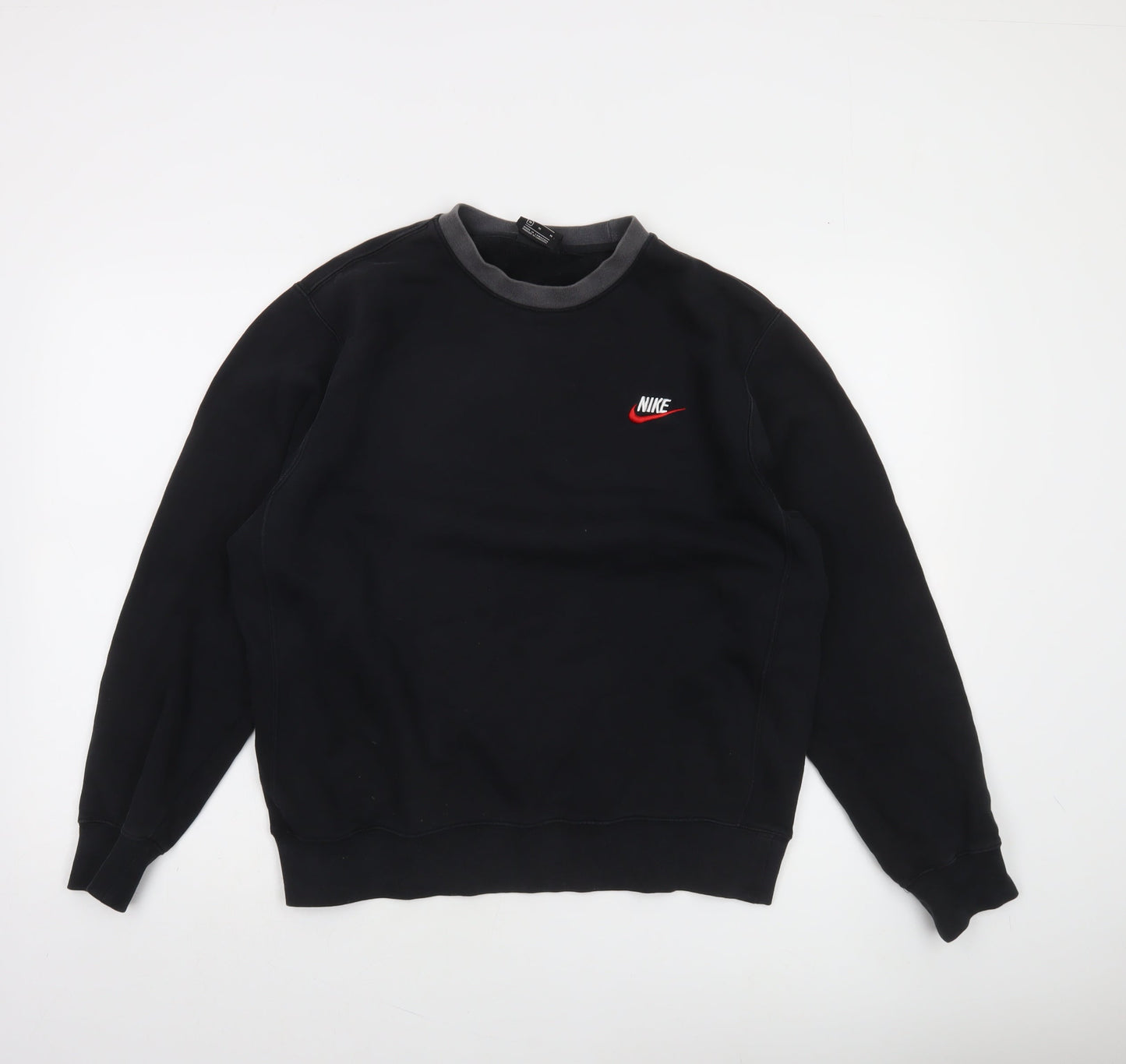 Nike Men's Black Crew Neck Sweatshirt M Fleece Pullover Logo