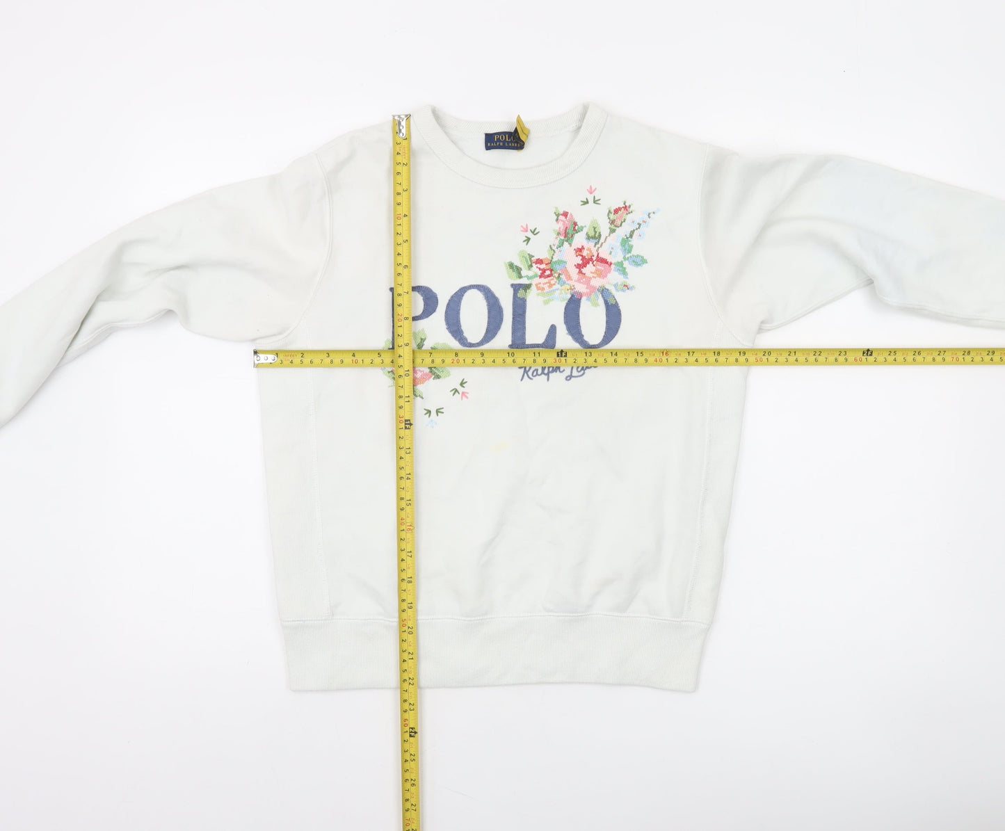 Polo Ralph Lauren Women's White Floral Logo Sweatshirt Size S